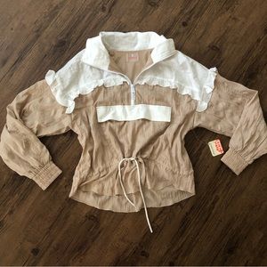 Free People Movement Ruffle Quarter Zip Windbreaker